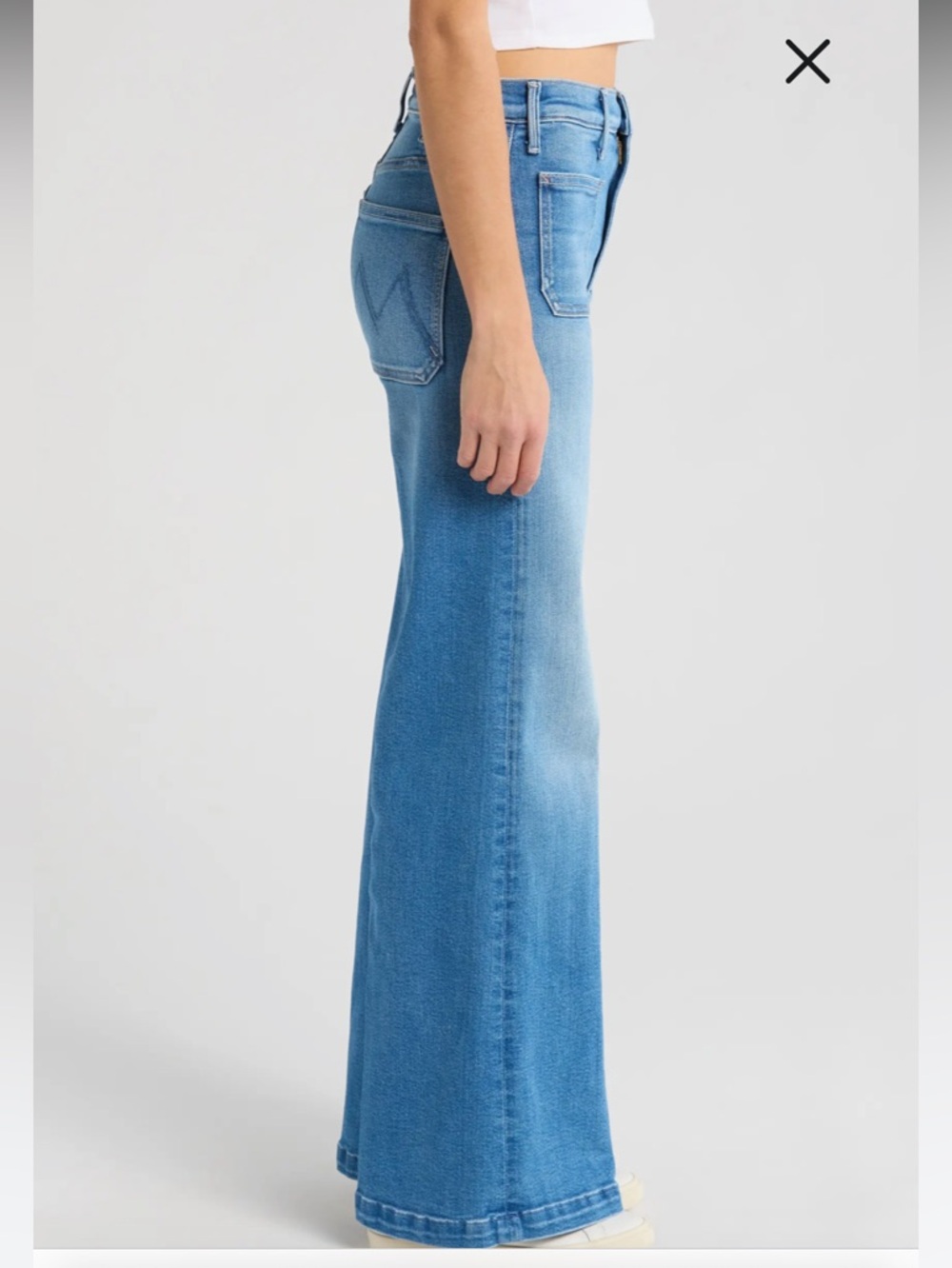 MOTHER Wide Leg Flare Jeans in Light Blue Wash - Picture 3 of 16